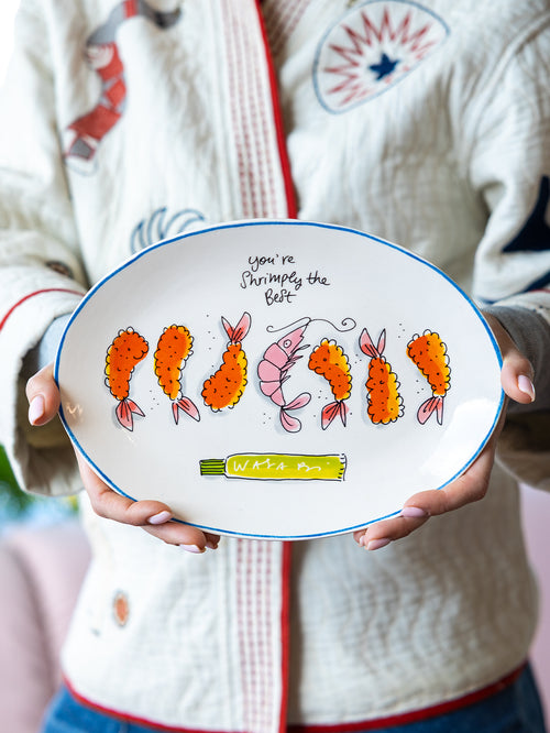 BLOND Sushi serving plate oval 27cm shrimps
