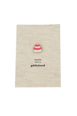 Wenskaart magneet taart linnen/roze