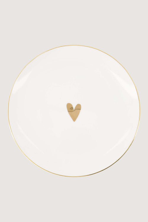 Breakfast plate heart white/gold