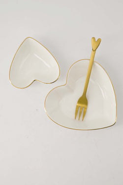 Dip dish heart shape white/gold