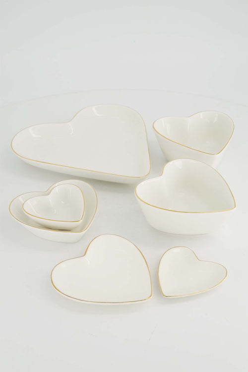 Dip dish heart shape white/gold
