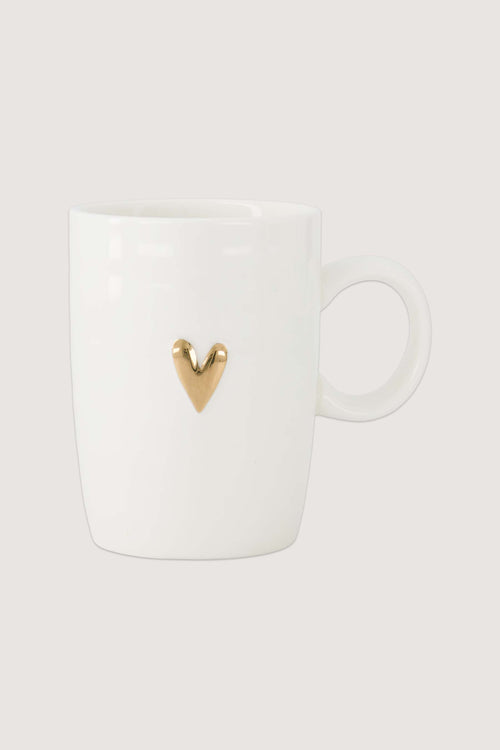 Tea mug heart white/gold