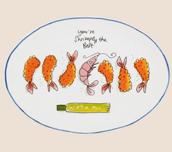 BLOND Sushi serving plate oval 27cm shrimps