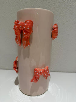 Pink Polka Bow Vaas