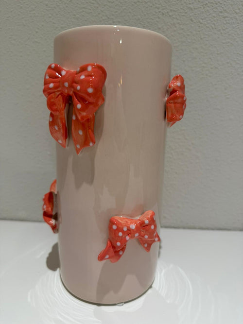 Pink Polka Bow Vaas