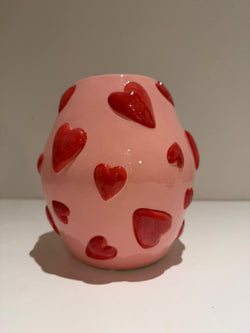 Vaas met Hartjes – Roze & Rood – 16 x 17,5 cm