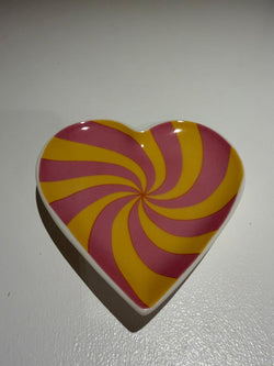 Hartvormig Schaaltje – Roze & Geel Swirl – 9,5 cm