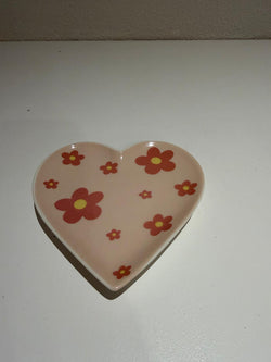 Keramisch Hartvormig Bordje – Bloemenprint – 11 cm