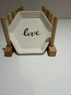 Keramisch LOVE Schaaltje – Hexagon – Goudaccenten