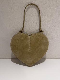 Hartvormige Suède Tas – Inclusief Lange Schouderband – Sand & Burgundy