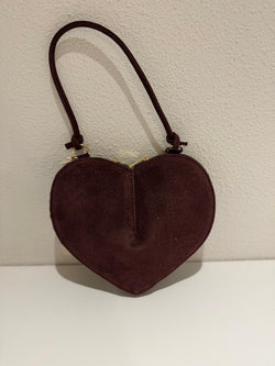 Hartvormige Suède Tas – Inclusief Lange Schouderband – Sand & Burgundy