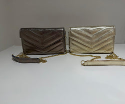 Metallic Chevron Schoudertasje – Met Gouden Chain