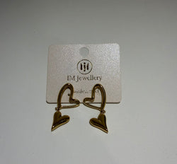 Heart Drop Earrings – Stainless Steel (Goud)