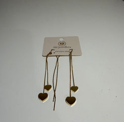 Stainless Steel Threader Oorbellen – Dubbele Hartjes (Gold)