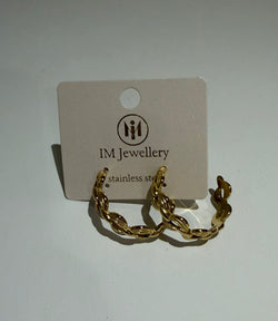 Stainless Steel Oorringen – Gevlochten Design (Gold)