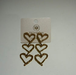 Gouden Triple Heart Oorbellen – Stainless Steel