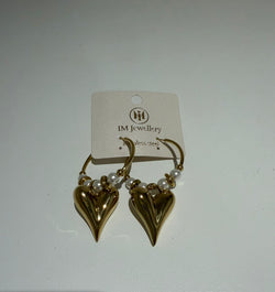 Hart Oorbellen met Parel Details – Stainless Steel