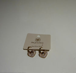 Goudkleurige Oorringen met Strass Hart – Stainless Steel