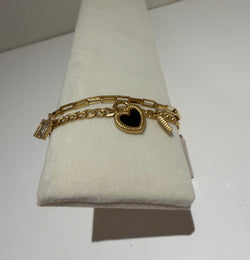 Stainless Steel Armband – Black Heart Multi-Charm