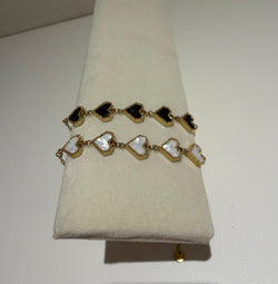 Stainless Steel Hartjes Armband – Zwart of Parelwit