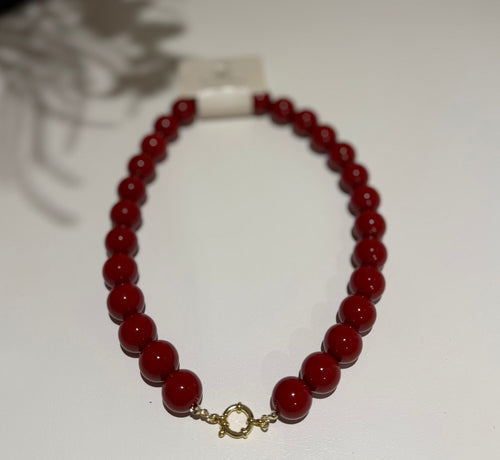 Rode Kralenketting met Bedelring