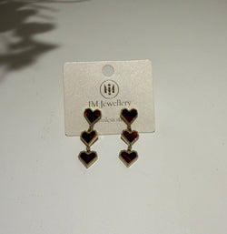 Gouden Oorbellen met Rode Hartjes